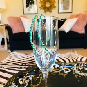 Green beaded threader earrings